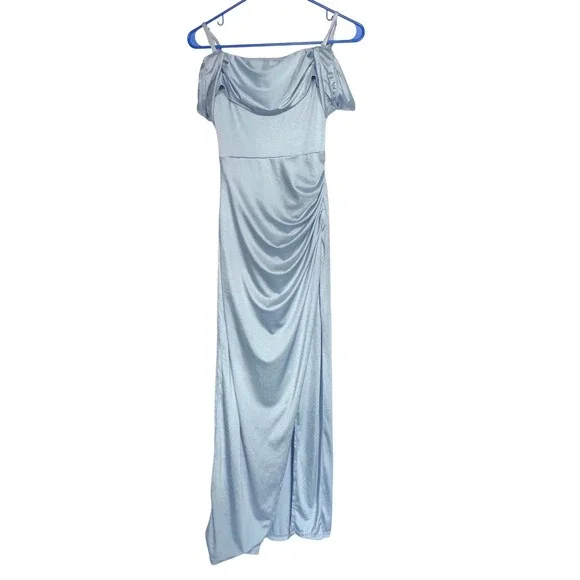 NWT Popilush Light Blue Multiway Shapewear Maxi Dress Off Shoulder Small - Picture 7 of 12